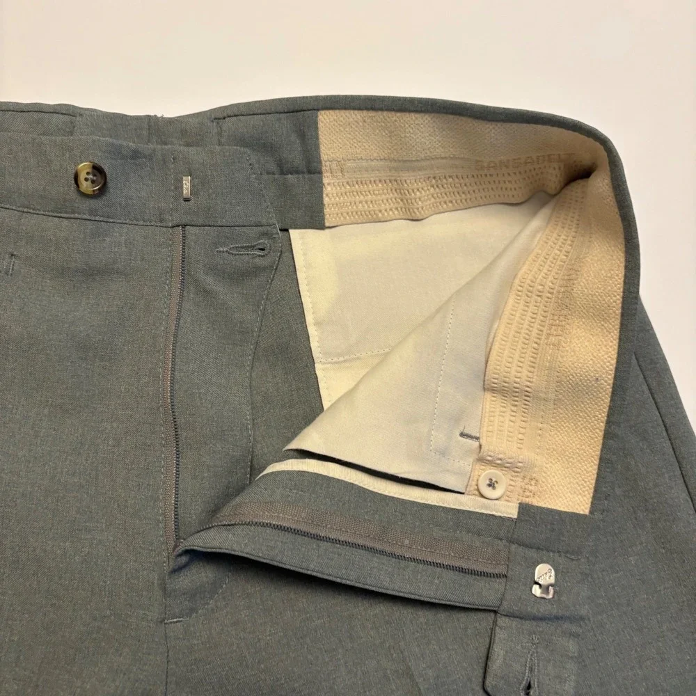 Sansabelt Dress Slacks Mens 35x29 Gray Vintage Beltless Straight Leg Pants
